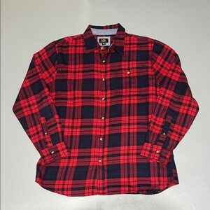 Lee Plaid Red & Black Flannel (Regular Fit) (Men L)